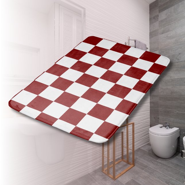 Maroon and White Chequered Vintage Bath Mat (Creator Uploaded)