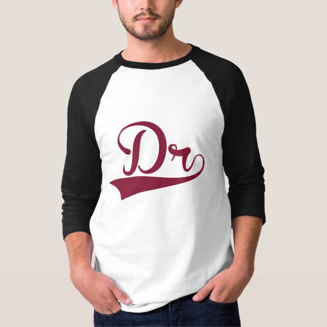 Maroon and White Doctor Long Sleeved Ragland Shirt (Front)