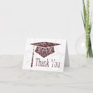 Maroon and White Floral Cap Thank You Card