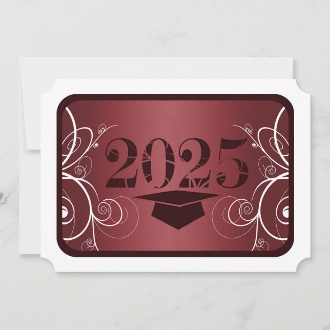 Maroon and White Frame Graduation Invitation (Front)