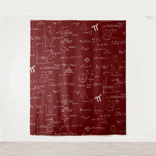 Maroon and White Mathematic Formulas Equations Tapestry