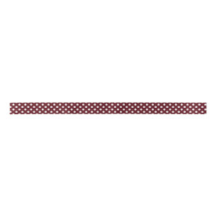 Maroon and White Polka Dot Ribbon Satin Ribbon
