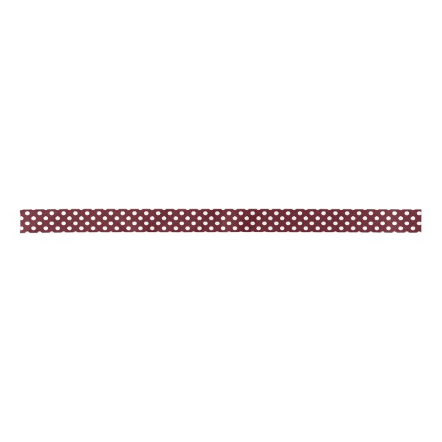 Maroon and White Polka Dot Ribbon Satin Ribbon (Front)