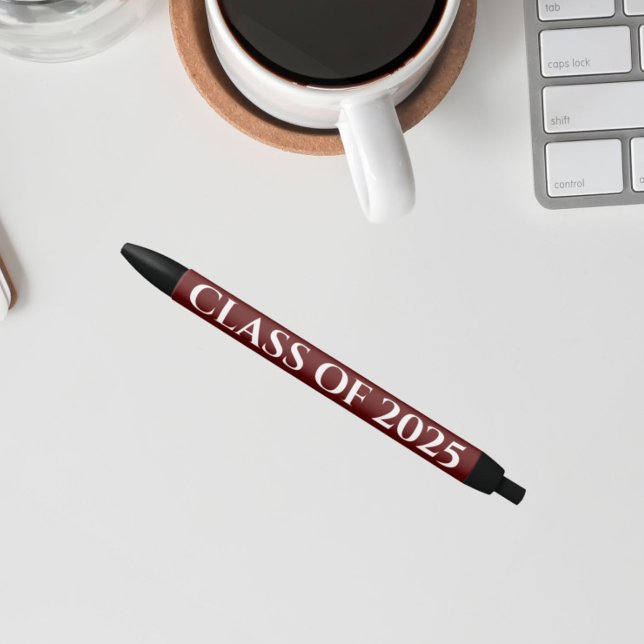 Maroon and White School Colours Class Year Black Ink Pen (In Situ)
