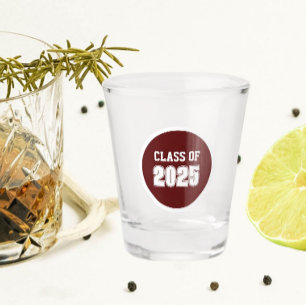 Maroon and White School Colours Class Year Shot Glass