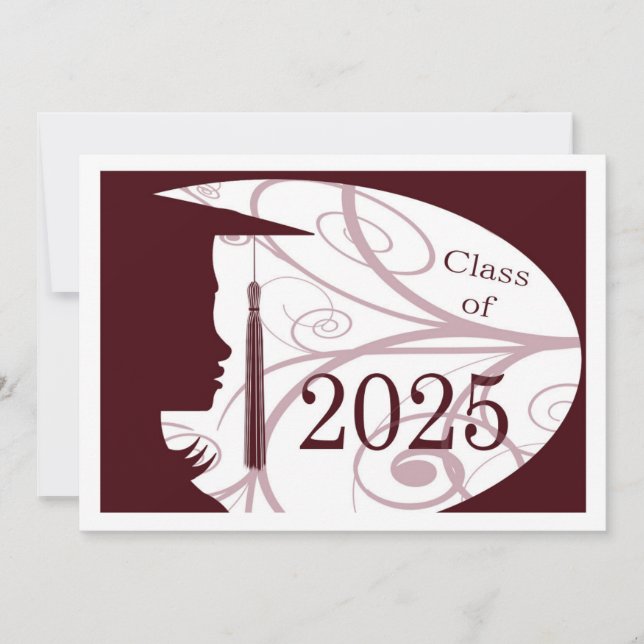 Maroon and White Silhouette 2025 Card (Front)