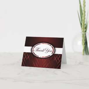 Maroon and White Striped Thank You Card
