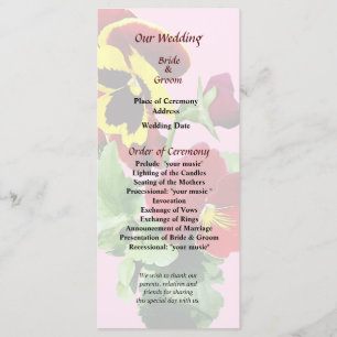 Maroon and Yellow Pansies Wedding Program