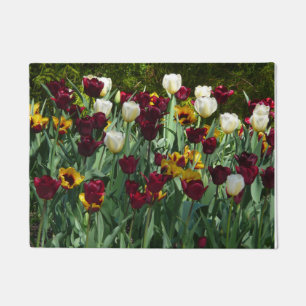 Maroon and Yellow Tulips Colourful Floral Doormat