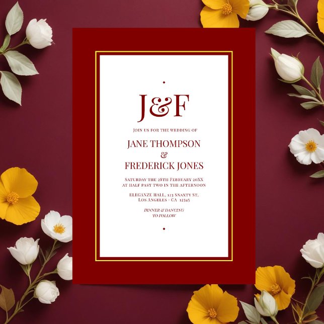 Maroon and Yellow Wedding Invitation (Maroon and Yellow Wedding Invitation)
