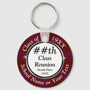 Maroon ANY YEAR, Cheap Class Reunion gift ideas Key Ring