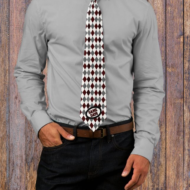Maroon Argyle Pattern Game Day Neck Tie (Creator Uploaded)