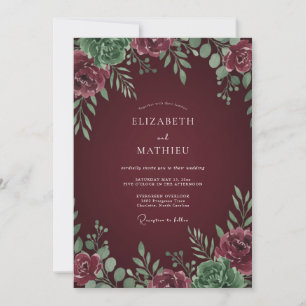 Maroon Aristocratic Winter Wedding Invitation