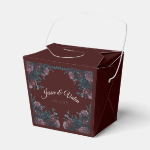 Maroon Autumn Floral Wedding Favour Box