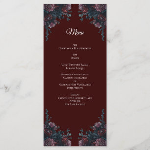 Maroon Autumn Floral Wedding Menu
