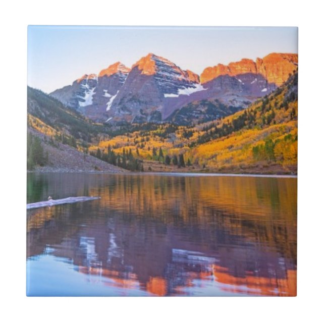 Maroon Bells Alpen Glow Ceramic Tile (Front)