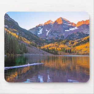 Maroon Bells Alpen Glow Mouse Pad