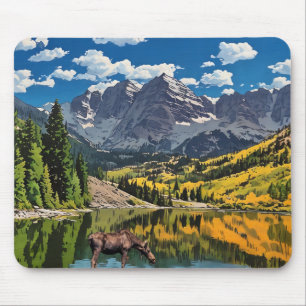 Maroon Bells and Moose  Mouse Pad