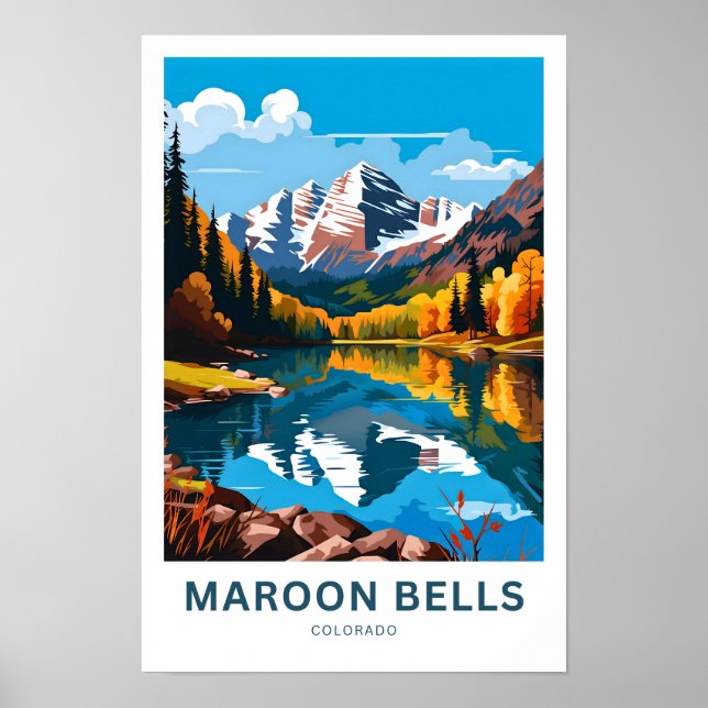 Maroon Bells Colorado Travel Print (Front)