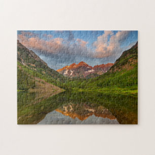 Maroon Bells Reflect Into Calm Maroon Lake 2 Jigsaw Puzzle