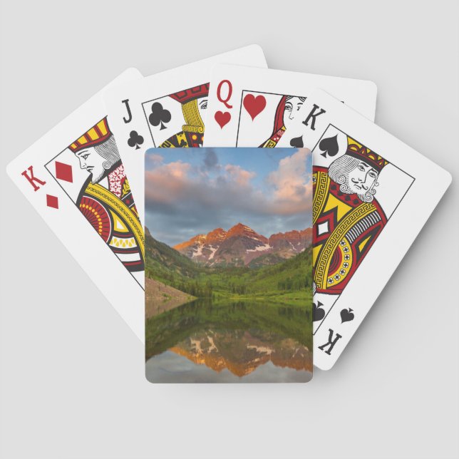 Maroon Bells Reflect Into Calm Maroon Lake 2 Playing Cards (Back)