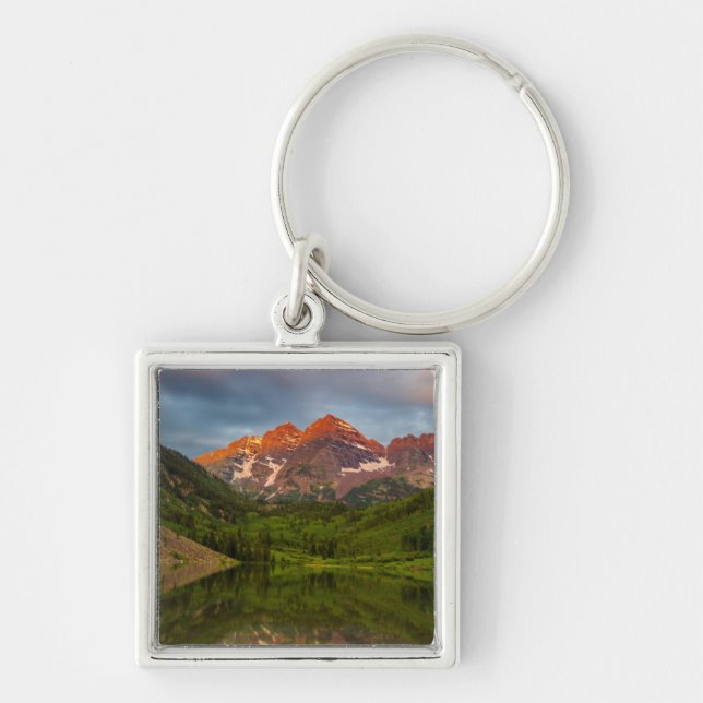 Maroon Bells Reflect Into Calm Maroon Lake 3 Key Ring (Front)