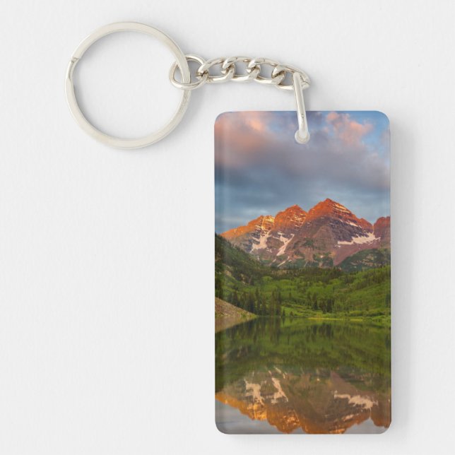 Maroon Bells Reflect Into Calm Maroon Lake 3 Key Ring (Front)