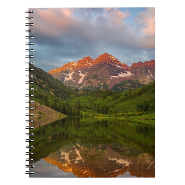 Maroon Bells Reflect Into Calm Maroon Lake 3 Notebook (Front)