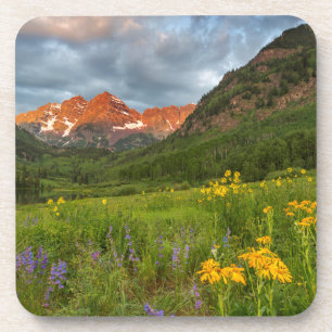 Maroon Bells Reflect Into Calm Maroon Lake Coaster