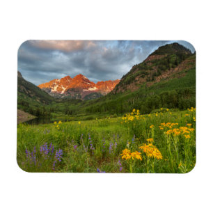 Maroon Bells Reflect Into Calm Maroon Lake Magnet