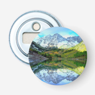 Maroon Bells reflecting in Maroon Lake Bottle Opener