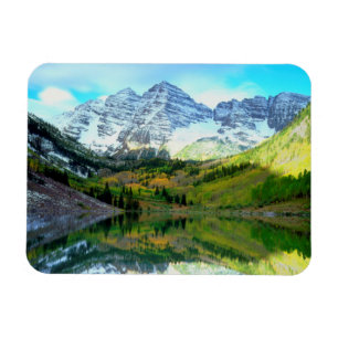 Maroon Bells reflecting in Maroon Lake Magnet