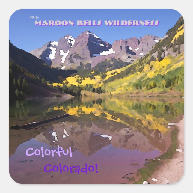 Maroon Bells Vintage Style Square Sticker (Front)