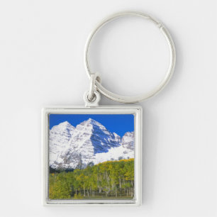 Maroon Bells with autumn aspen forest. Key Ring