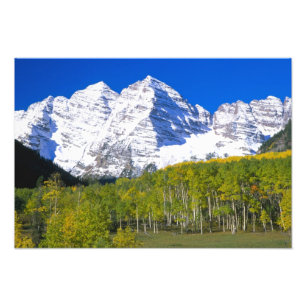 Maroon Bells with autumn aspen forest. Photo Print