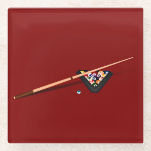 Maroon Billiard Table Glass Coaster