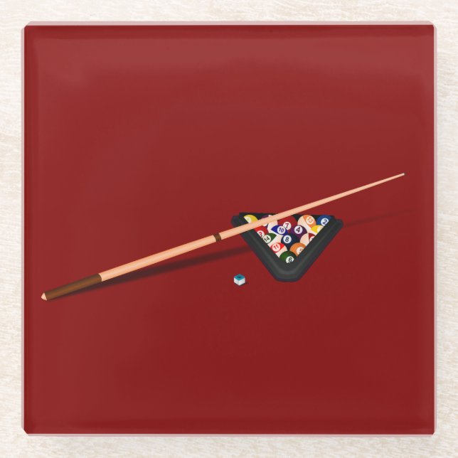 Maroon Billiard Table Glass Coaster (Front)