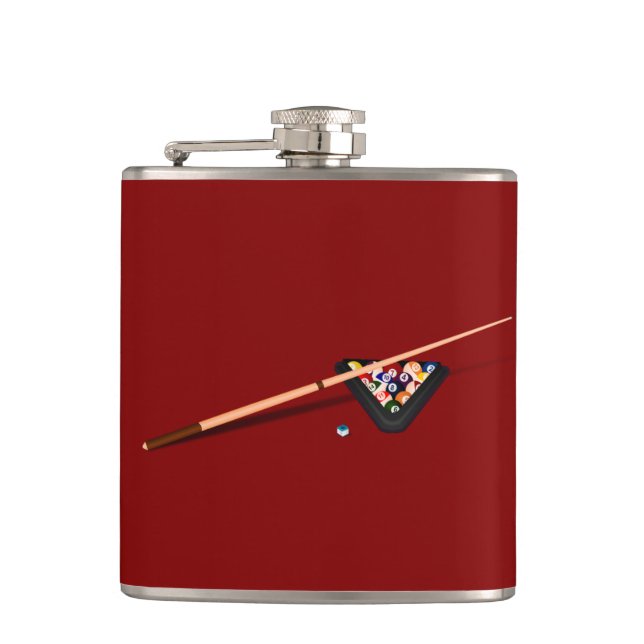 Maroon Billiard Table Hip Flask (Front)