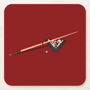 Maroon Billiard Table Square Paper Coaster