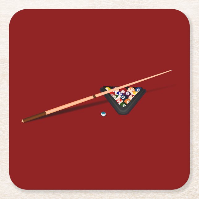 Maroon Billiard Table Square Paper Coaster (Front)