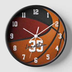 maroon black basketball his sports room decor clock