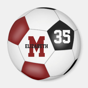 maroon black personalised soccer team colours  magnet
