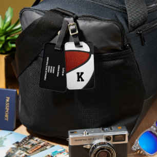 maroon black team colors sports gifts basketball luggage tag