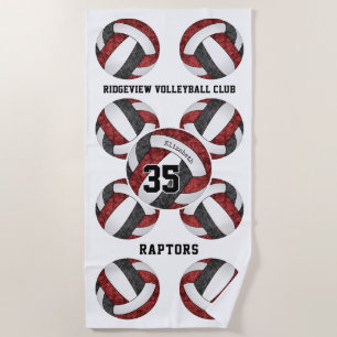 maroon black team colours gifts girly volleyballs  beach towel