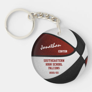 maroon black team colours personalised basketball key ring