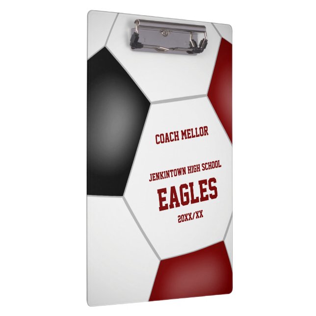 maroon black team colours personalised soccer coac clipboard (Right)