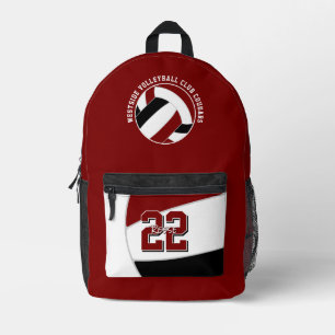 maroon black volleyball team colours team name printed backpack