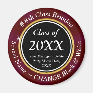 Maroon, Black, White. Class Reunion Favors Ideas,  Magnet