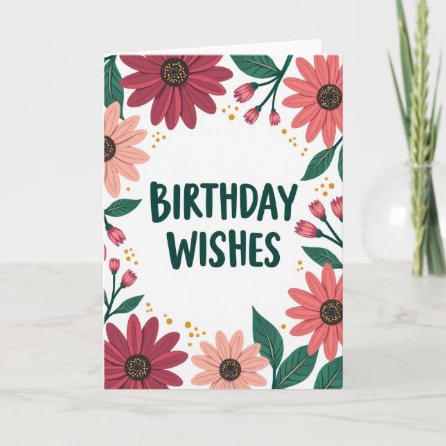 Maroon Bloom Birthday Card (Front)