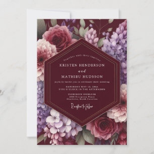 Maroon Bloom Enchantment Wedding Invitation